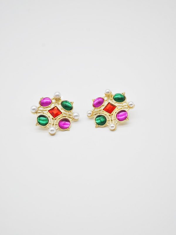 BRINCOS COLORIDOS COM PÉROLAS