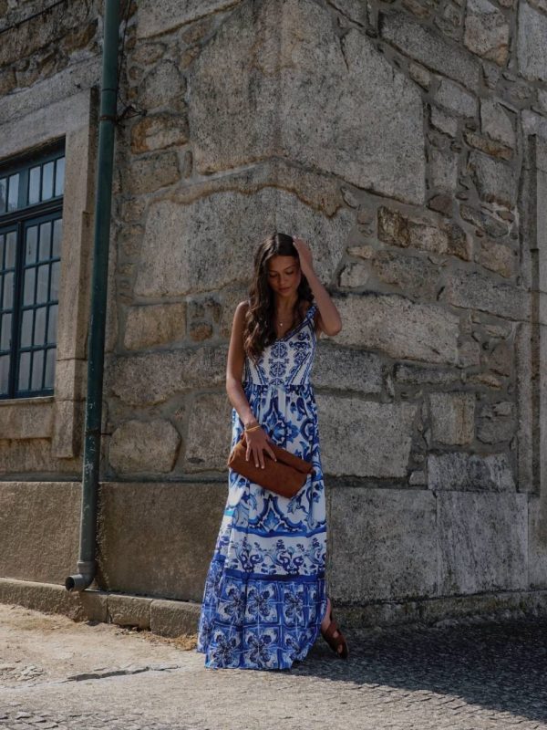 VESTIDO COMPRIDO FLUÍDO ESTAMPADO