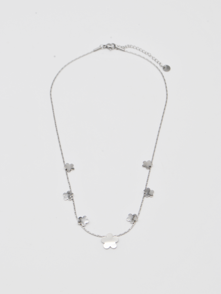 COLAR PRATEADO COM FLORES COLAR PRATEADO COM FLORES