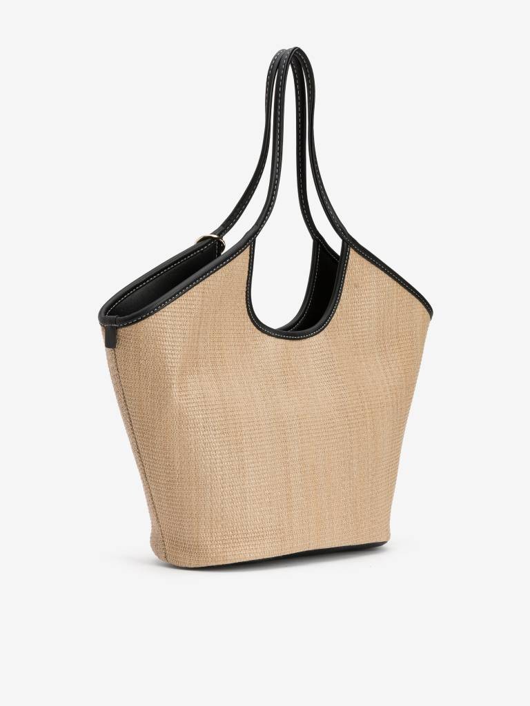 Bolsa tote bege com flores pretas Bolsa tote bege com flores pretas