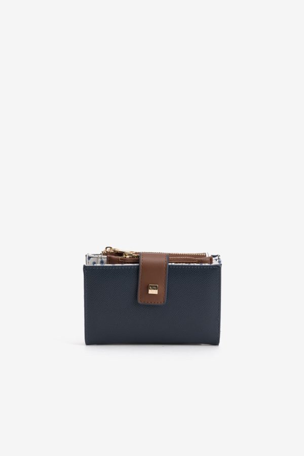 Porta moedas azul e castanho