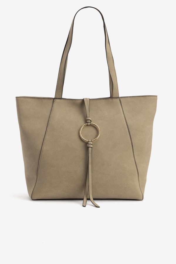 Shopper bege-médio minimalista